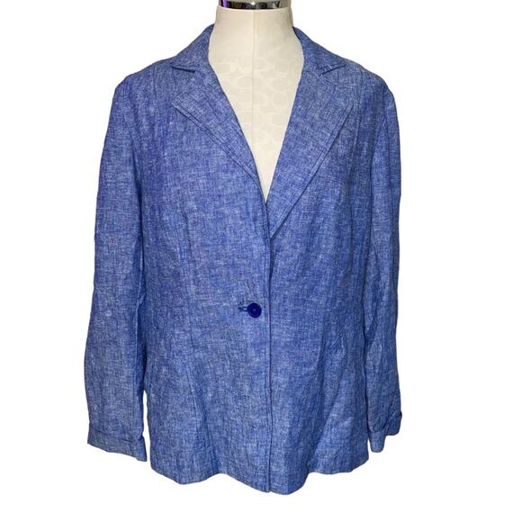 Linea by Louis Dell'Olio Vintage Preppy Chambray Denim Lightweight Blazer Medium - Picture 1 of 6